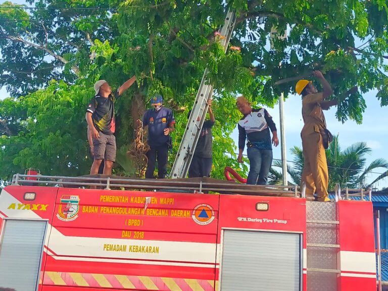 PEMBERSIHAN BADAN JALAN OLEH PERSONIL DAMKAR